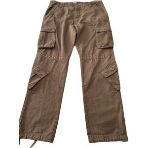 Matchstick Union Workwear Pants 38x32 Brown Pockets Zip-Tie Waist Cuffs-Tie